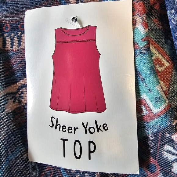 Bobbie Brooks Sheer Yoke Aqua Blue Pink Mesh Sleeveless Boho Blouse - Picture 5 of 9